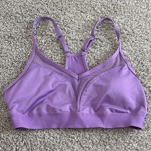 Pink! Victoria’s Secret sports bra. Purple size M. Removable pads included.